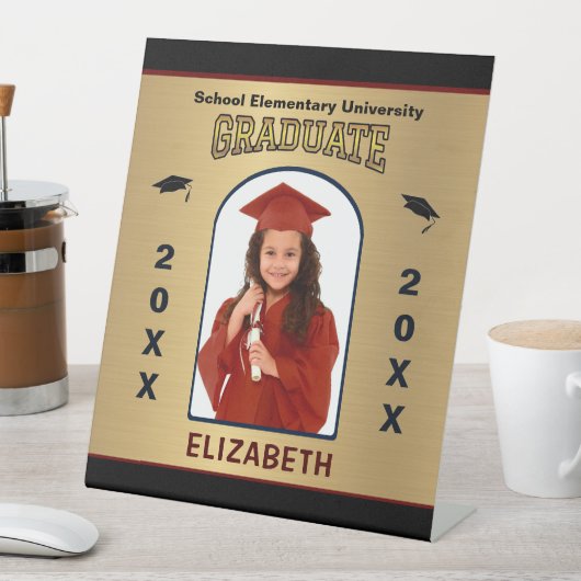 大学院写真卒業金ゴールドカスタム 台座サイン (インサイチュ)