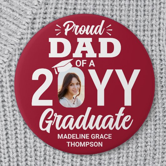 大学院写真誇りを持ったパパモダン赤と白 缶バッジ