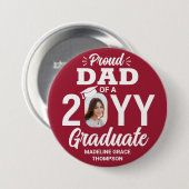 大学院写真誇りを持ったパパモダン赤と白 缶バッジ (正面&裏面)