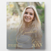 大学院写真金ゴールド書道エレガント卒業 フォトプラーク (正面)
