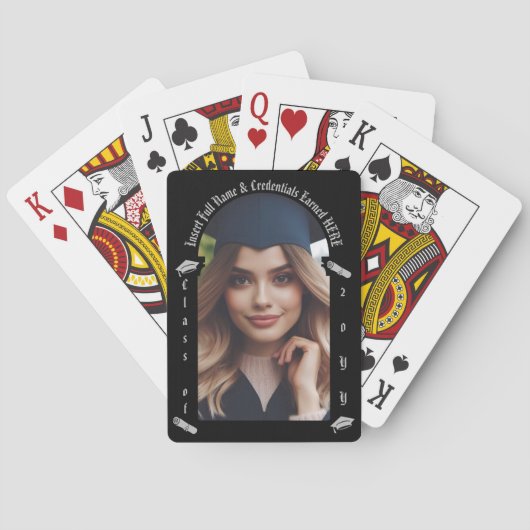 大学院写真、キャップ&タッセル、ディプロマ – 黒アーチ トランプ (裏面)