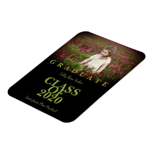 大学院卒業写真モダングリーン文字 マグネット (左側)