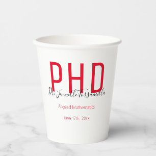 大学院卒業式赤色PhDパーティー紙杯 紙コップ