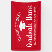 大学院卒業生のクラス卒業スクリプト赤い白 横断幕 (縦)