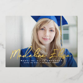 大学院名の署名スクリプト写真の卒業 箔招待状