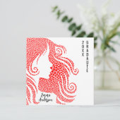 大学院女子シルエット赤いハート カード (スタンド正面)