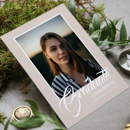 大学院招待状モダン編集可能フォトシルバー インビテーションポストカード