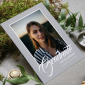 大学院招待状モダン編集可能フォトブルー インビテーションポストカード