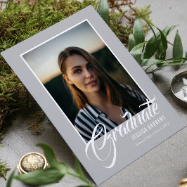 大学院招待状モダン編集可能フォトブルー インビテーションポストカード