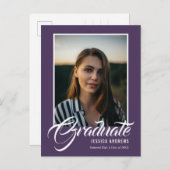 大学院招待状モダン編集可能フォトメイブ インビテーションポストカード (正面/裏面)