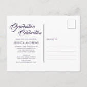 大学院招待状モダン編集可能フォトメイブ インビテーションポストカード (裏面)