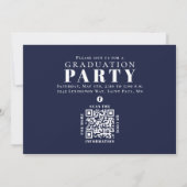 大学院数々の写真コラージュネイビーブルーQRコード 招待状 (裏面)