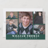 大学院数々の写真コラージュミニマルダークグリーン 招待状 (正面)