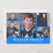 大学院数々の写真コラージュAzure Blue QRコード 招待状 (正面)