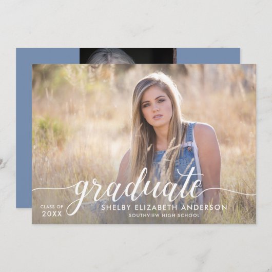 大学院書道 | 2フォト卒業 招待状 (正面/裏面)