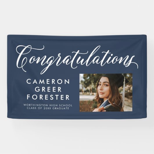 大学院海軍バナー、写真付きおめでとう 横断幕 (横)