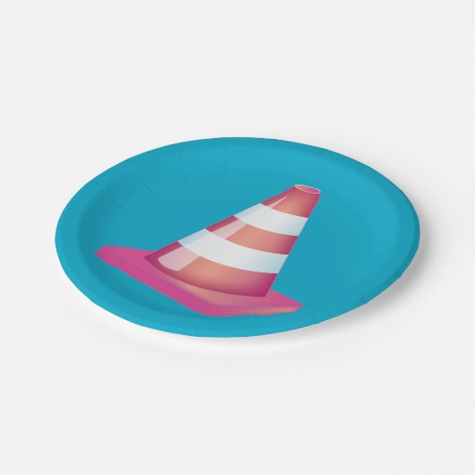 大学院生のいたずらストライプの車の円錐パーティー ペーパープレート (アングル)