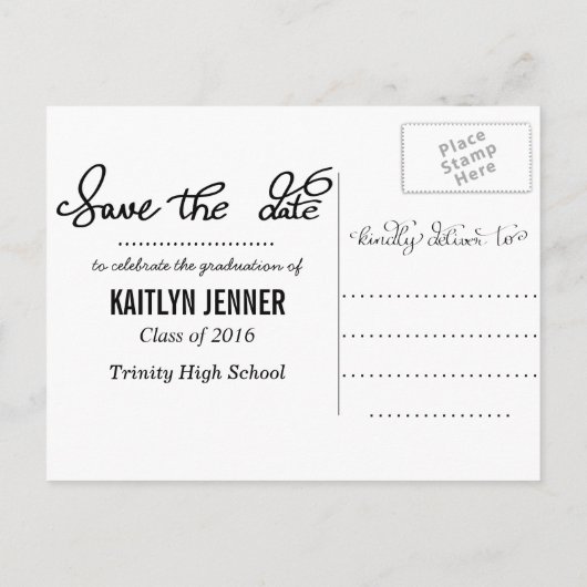 大学院生のかわいい脚本 | 写真の日付を保存 案内ポストカード (裏面)