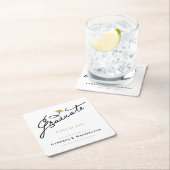 大学院生の卒業生キャップシンプル卒業式パーティー スクエアペーパーコースター (インサイチュ)