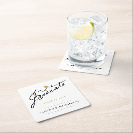 大学院生の卒業生キャップシンプル卒業式パーティー スクエアペーパーコースター