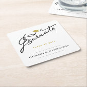 大学院生の卒業生キャップシンプル卒業式パーティー スクエアペーパーコースター (アングル)