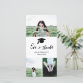 大学院生の愛感謝していと3枚の写真モダン 案内状 (スタンド正面)