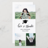 大学院生の愛感謝していと3枚の写真モダン 案内状 (正面/裏面)