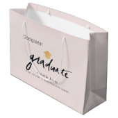 大学院生筆跡卒業キャップピンク ラージペーパーバッグ (裏面アングル)