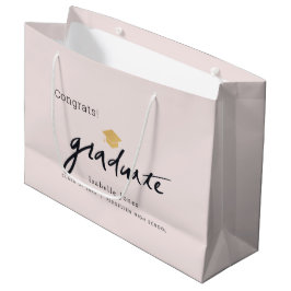 大学院生筆跡卒業キャップピンク ラージペーパーバッグ