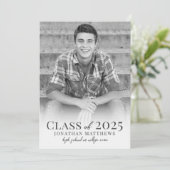 大学院白黒男性写真卒業 案内状 (スタンド正面)