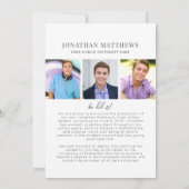 大学院白黒男性写真卒業 案内状 (裏面)