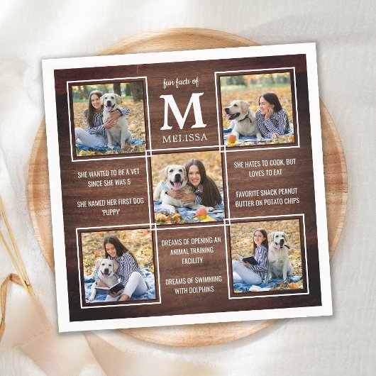 大学院素朴おもしろいファクトユニーク写真コラージュ スタンダードカクテルナプキン