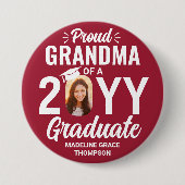 大学院誇りを持った写真おばあモダンちゃん 缶バッジ (正面)