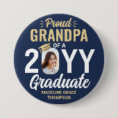 大学院誇りを持った写真グランドパNavy Blueと金ゴールド 缶バッジ (正面)
