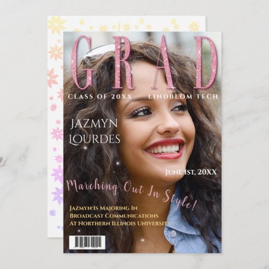 大学院誌が写真カバー卒業発表 案内状 (正面/裏面)