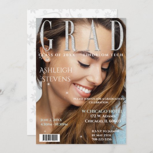 大学院誌カバー写真卒業パーティーのインベント 招待状 (正面/裏面)