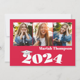 大学院赤写真コラージュシンプルタイポグラフィ 招待状