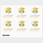 大学院金ゴールドグリーンウォーター色フローラ スクエアシール (シート)