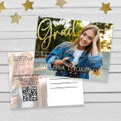 大学院金ゴールドスクリプト写真テンプレート招待状 ポストカード
