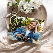 大学院金ゴールドスクリプト写真テンプレート招待状 ポストカード