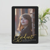 大学院金ゴールドスクリプト写真卒業発表 招待状 (スタンド正面)