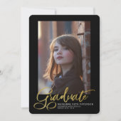 大学院金ゴールドスクリプト写真卒業発表 招待状 (正面)