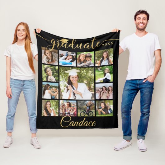 大学院金ゴールドスクリプト13フォトコラージュあなたの色 フリースブランケット (インサイチュ)