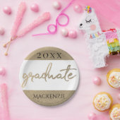 大学院金ゴールドスクリプト |年の付いた上等なブラシ ペーパープレート (パーティー)