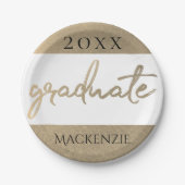 大学院金ゴールドスクリプト |年の付いた上等なブラシ ペーパープレート (正面)