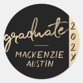 大学院金ゴールドスクリプト |年の付いた上等なブラシ ラウンドシール (正面)