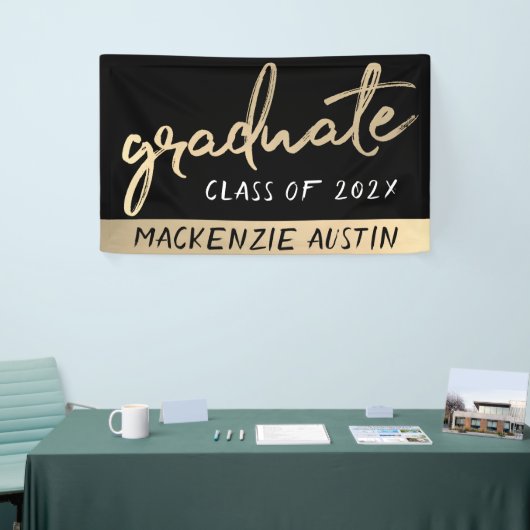 大学院金ゴールドスクリプト |年の付いた上等なブラシ 横断幕 (トレードショー)