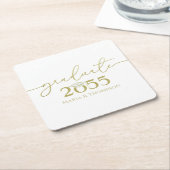 大学院金ゴールドタイポグラフィサンキューカスタム スクエアペーパーコースター (アングル)