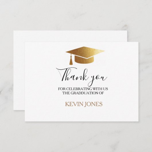 大学院金ゴールドタッセルエレガント感謝していの頭 サンキューカード (正面/裏面)