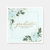 大学院金ゴールドティール（緑がかった色）フローラ卒業 スタンダードカクテルナプキン (正面)
